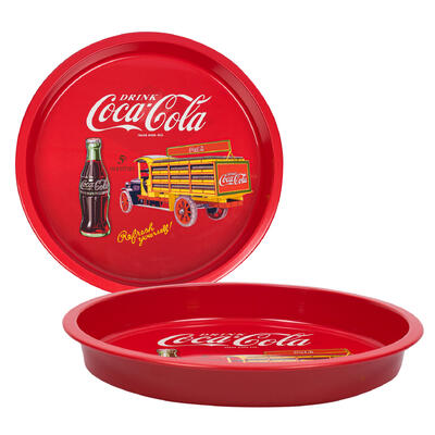 coca cola round tray- large- 12 3 8 -- 12 per case
