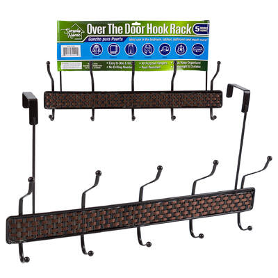 simply home over the door rack w 5 hooks -- 12 per case
