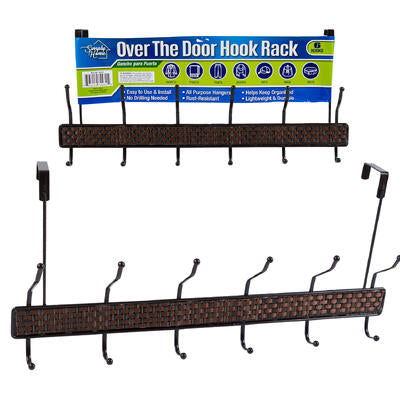 simply home over the door rack w 6 hooks -- 12 per case