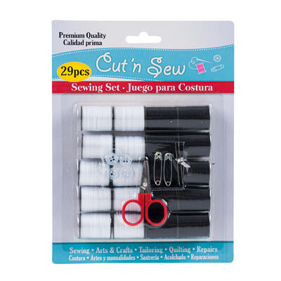 29pc sewing set- black and white -- 48 per case