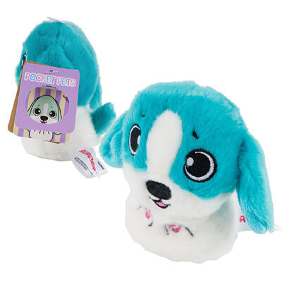 pocket pets rocco plush- 5 - white and turquoise -- 24 per case