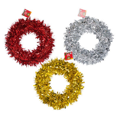 christmas wreath decor- 11.02 h- 3 assorted colors -- 24 per case