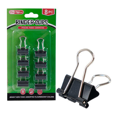 proffice 8pc binder clips- 1 - black -- 48 per case