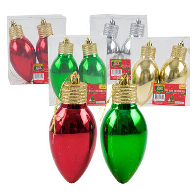 christmas 2pc shiny bulb ornament- 4.7 - 3 assorte -- 36 per case