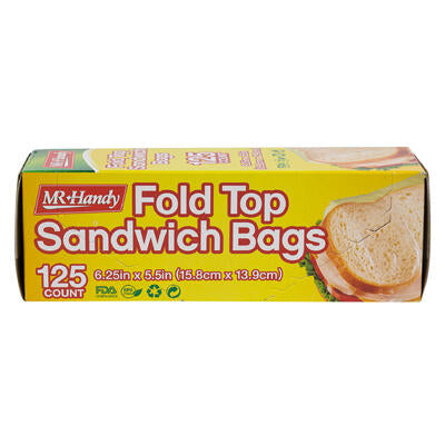 mr. handy 125pc fold top sandwich bag- 6.25 x5.5 -- 48 per case