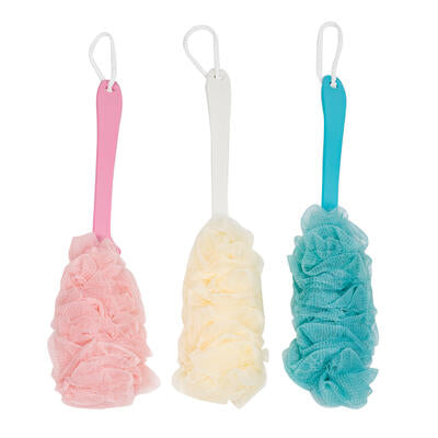 bath sponge w handle- 4.72 - 3 assorted colors -- 48 per case