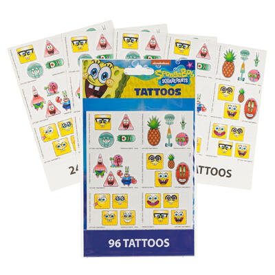 sponge bob square pants 4 sheet 96pc tattoo set -- 48 per case