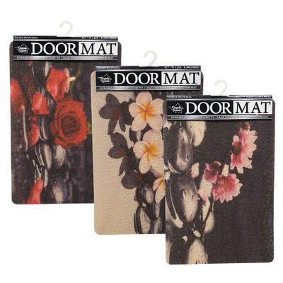 simply home floral door mat- 24 - 3 assorted desig -- 24 per case