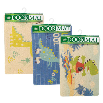 simply home dinosaur door mat- 24 - 3 assorted des -- 24 per case