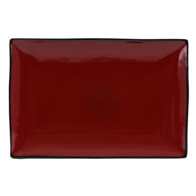 rectangular stoneware platter- 12 - red and black -- 4 per case