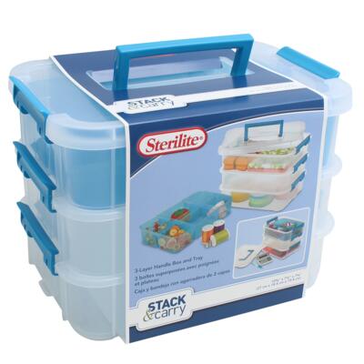 sterilite 7 5 8in 3- tier storage box -- 6 per case