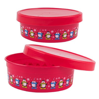 round christmas canister w lid- 58oz -- 24 per case