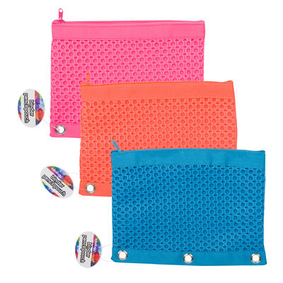 mesh binder pouch- 9.5 - 3 assorted colors -- 144 per case