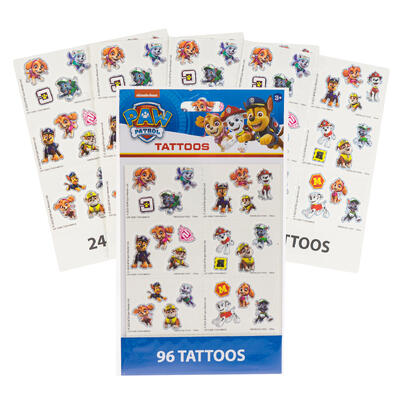 paw patrol 96pc 4 sheet tattoo set -- 48 per case