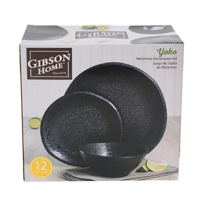 dinnerware set 12pc yoko black -- 2 per case