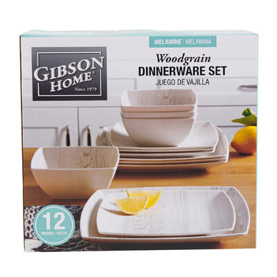dinnerware set 12pcsqr woodlik -- 2 per case