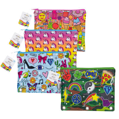pencil pouch 9.5 4ast dsgns -- 48 per case
