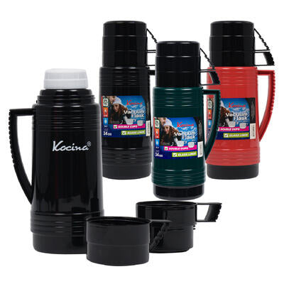 vacuum flask 1l 34oz 3ast clrs -- 12 per case