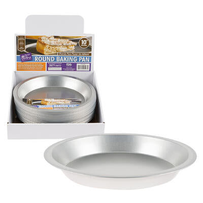 round tin baking pan- 10 - silver -- 36 per case