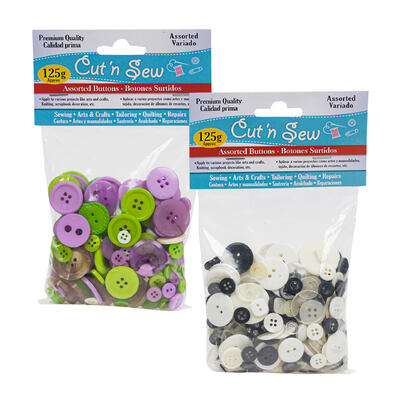 buttons 125gwht blk ast clrs -- 48 per case