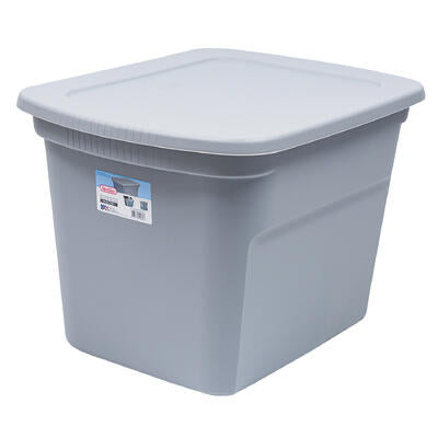 tote box 18gal gray w lid ster -- 8 per case