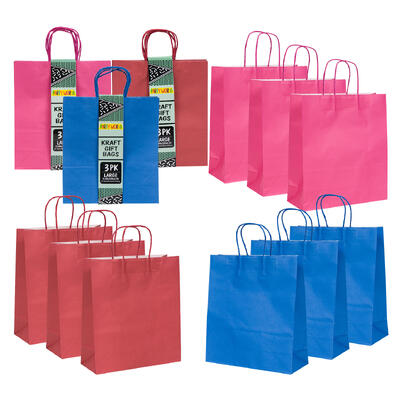 kraft gift bag 3pc lrg everyda -- 48 per case