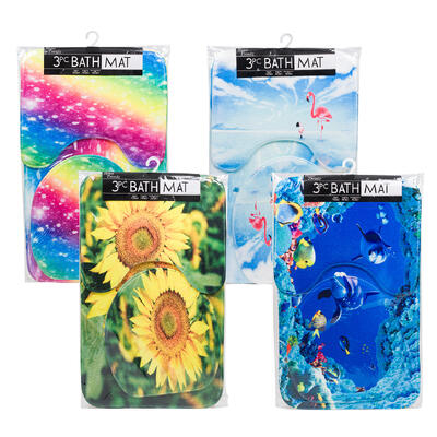 bath mat set 3pcembossed print -- 12 per case