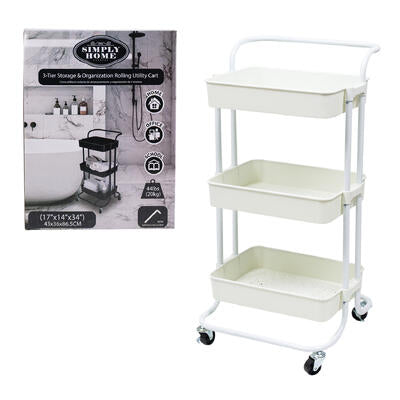 rolling cart 34 h 3tier wht -- 4 per case