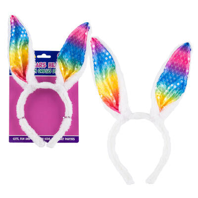 headband 11 bunny ear rainbow -- 48 per case