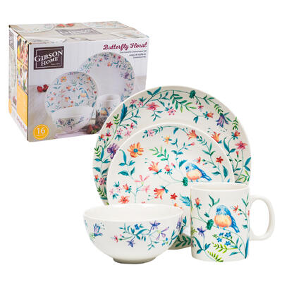 dinnerware 16pcmulti butterfly -- 2 per case