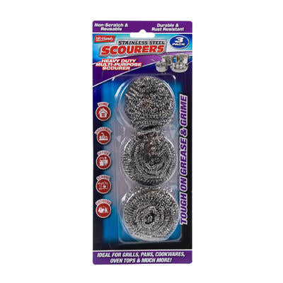 scourer ball 3pc stainless steel wire -- 48 per case