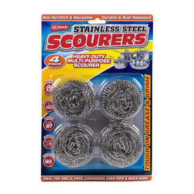 scourer ball 4pc stainless steel wire -- 48 per case