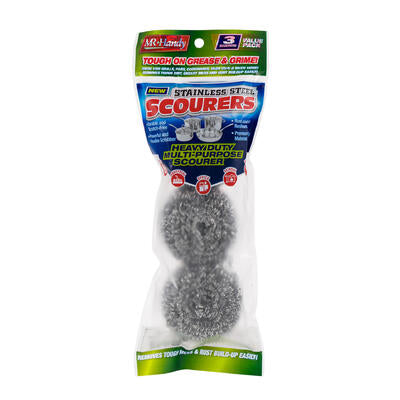 scourer ball 3pc stainless steel wire -- 96 per case