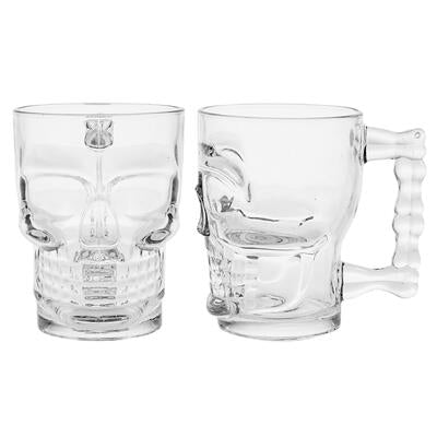 glass mug 17.24oz clear skull -- 12 per case