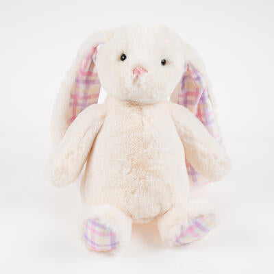 plush 13 gingham bunny cream -- 12 per case