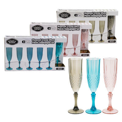 champagne glass set 6pc 8oz pl -- 12 per case