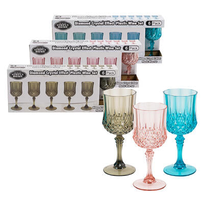wine glass set 8oz 6pc plastic -- 12 per case