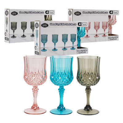 wine glass set 4pc 8oz plastic -- 12 per case