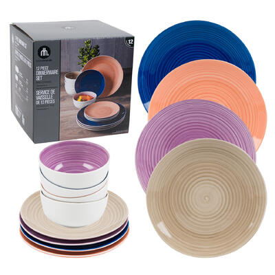 dinnerware 12pcvibe hand paint -- 1 per case