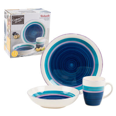dinnerware 12pcblue h-painted -- 2 per case