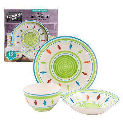 dinnerware 12pcgreen h-pntd db -- 2 per case
