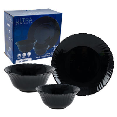 dinnerware set 12pcrnd black -- 2 per case