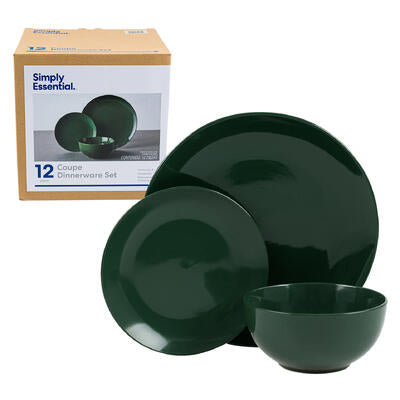 dinnerware 12pchunter grn -- 2 per case