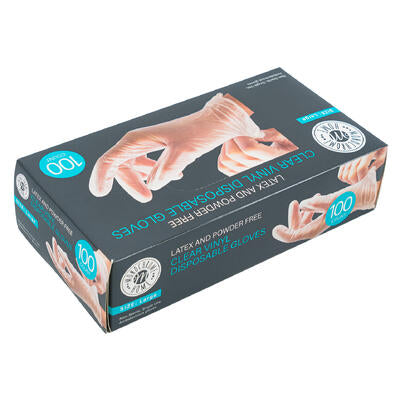 gloves 100 ct lrg clear viny -- 10 per case