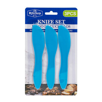 butter knife set 3pc plstc blu -- 48 per case