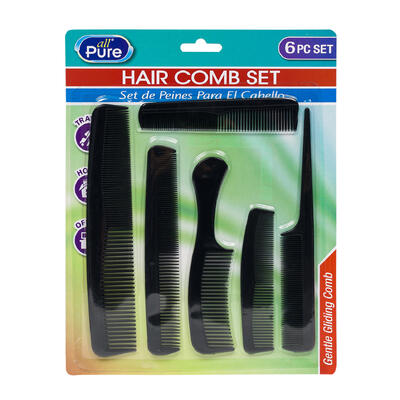 hair comb 6pc plastic -- 48 per case