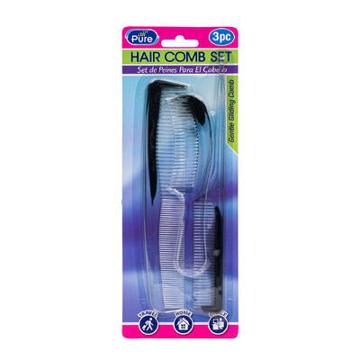 hair comb set 3pc plastic -- 48 per case