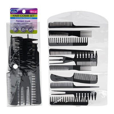 hair comb set w travel bag 10p -- 48 per case