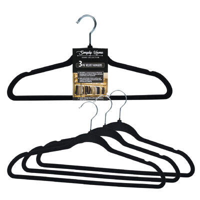 hangers 3pk 18 velvet blk -- 24 per case