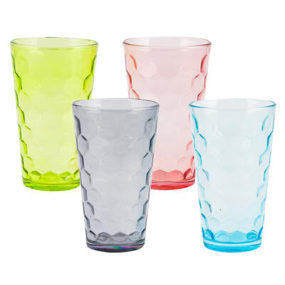 glass tumbler 16.2oz 4ast clrs -- 12 per case